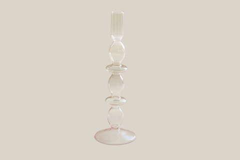 Gabrielle Glass Taper Candle Holder Pink