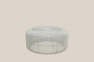 Rattan Round Coffee Table White